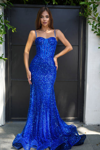 Cobalt blue sequin gown