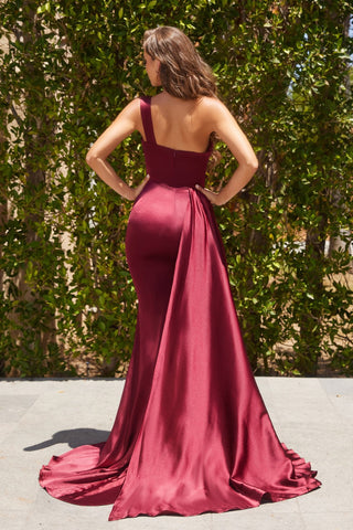 Deep red one-shoulder gown PS22276DEEPRED-2