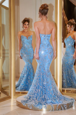 Powder blue mermaid gown PS22311