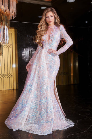 PS22345BLUSHMULTI-1 blush sequin gown