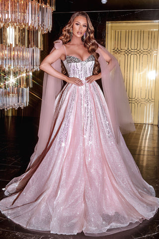 PS22395-BLUSH Blush Prom Dress with Crystal Embellishments