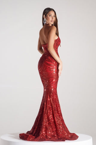 PS22538red Red Sequin Gown