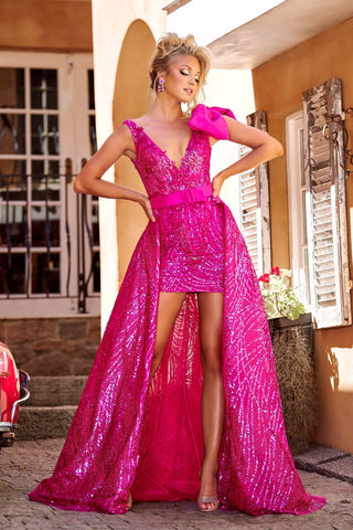 Hot pink sequin formal dress
