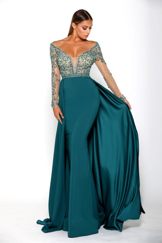 Teal Formal Gown with Train