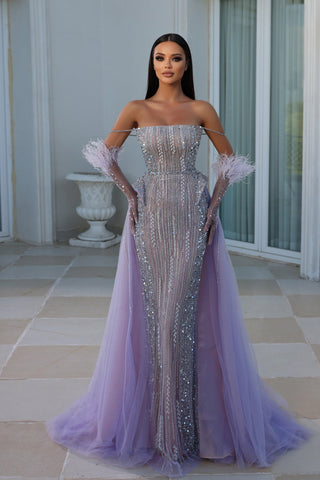Woman in lilac formal gown, PS23983