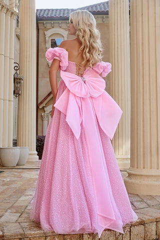 Pink bow-back prom dress PS24066