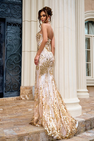PS24316GOLD-1 gold sequin evening gown