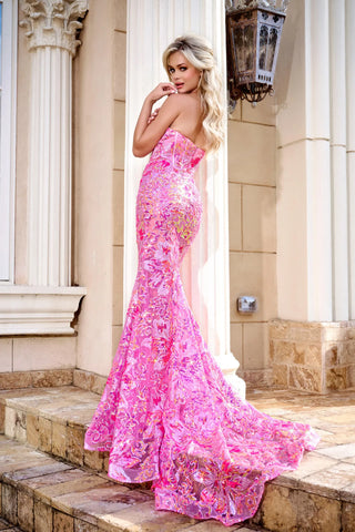 PS24347 Pink Multi Floral Gown
