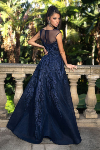 PS24743 Navy Blue Evening Gown