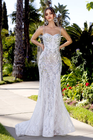 Ivory Silver mermaid gown, PS25150