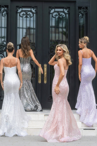 PS25154 White, Black, Pink, Lilac Formal Dresses