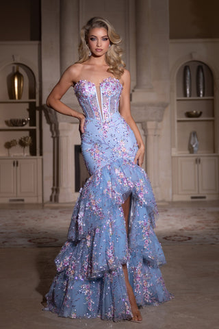 Blue floral mermaid gown