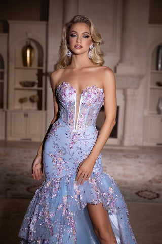Blue floral prom dress, PS25269