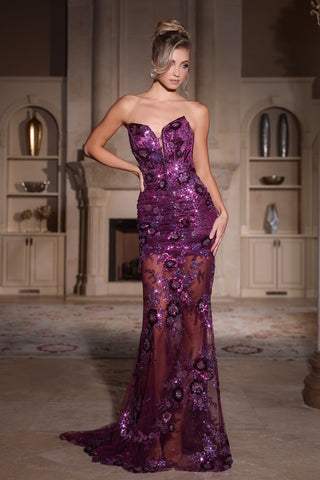 Plum sequin gown, PS25287