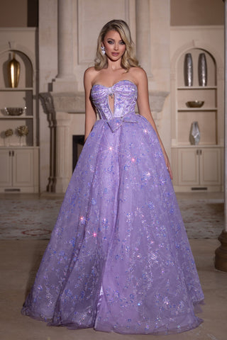 Lilac strapless gown PS25315