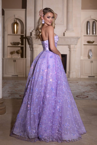 Lilac formal gown, PS25315, strapless style