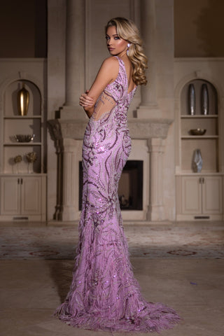 Pink embellished gown PS25324