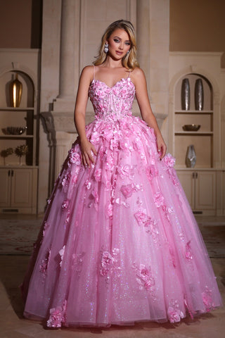 Pink floral ball gown