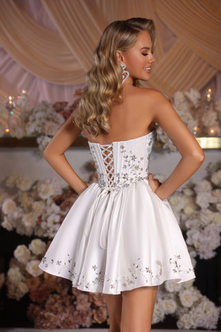 PS25567 White Strapless Dress