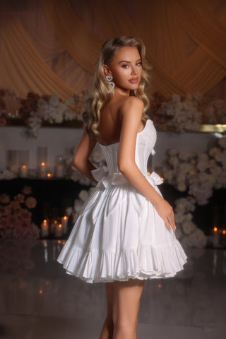 Ivory mini dress PS25700 on a woman
