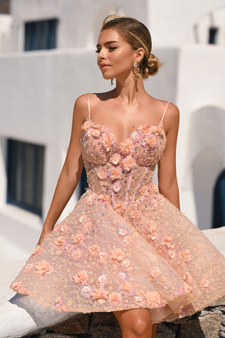Blush floral cocktail dress