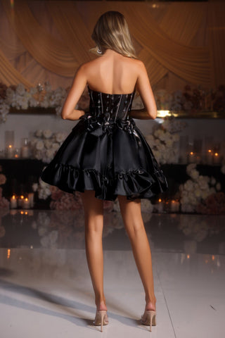 PS25732 Black Corset Mini Dress