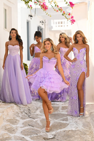 Lilac dresses on models