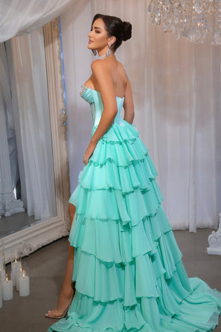 PS25961 Mint Ruffled Gown