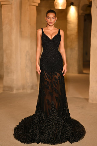 PS25987C Black Evening Gown