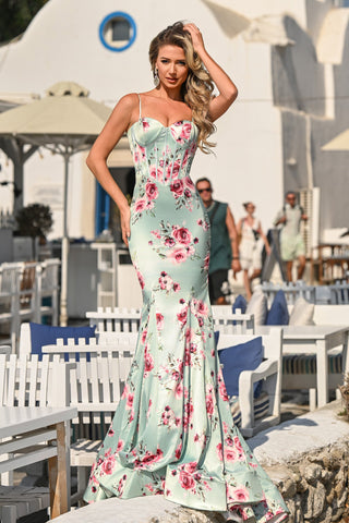 Mint floral mermaid gown