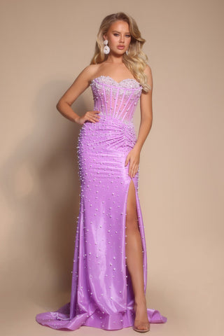 Lilac beaded evening gown - PS26002