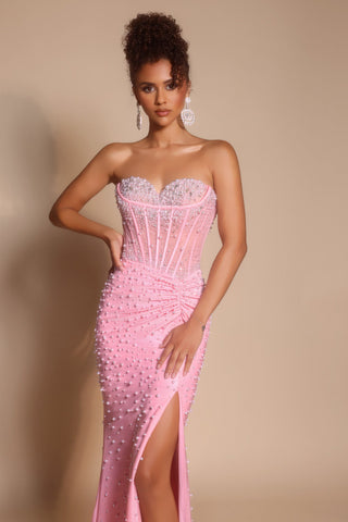 Pink beaded formal dress