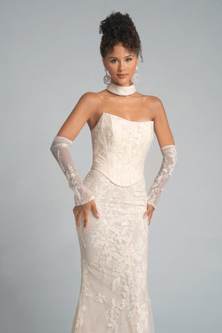 Cream lace wedding dress PS26005
