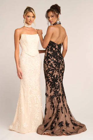 Cream and Black Formal Gowns
