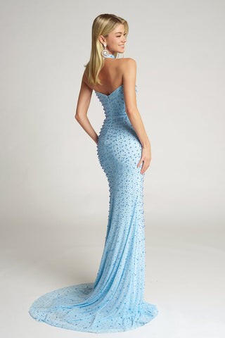 Blue beaded gown PS26006