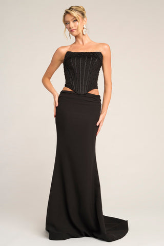 Black strapless gown PS26007