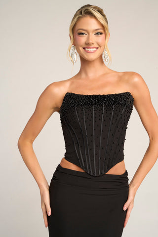 Black beaded corset top PS26007