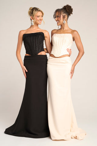 Black and Cream Formal Gowns - PS26007