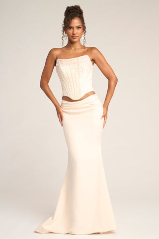 Cream corset prom dress