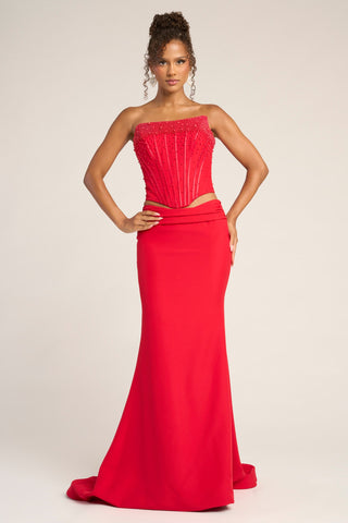 Red formal gown PS26007
