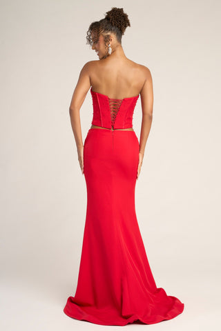 Red corset gown PS26007