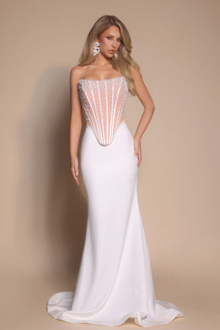 PS26008 Ivory Strapless Gown