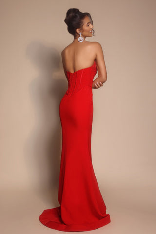 Red strapless gown - PS26008-Red-03