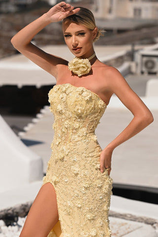 Woman in yellow floral dress, PS26011