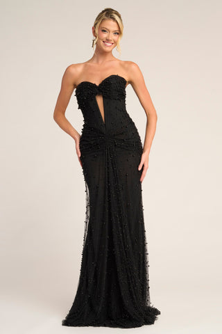 Black strapless evening gown PS26022