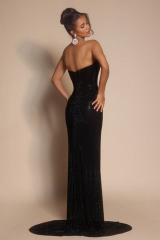 Black strapless formal gown PS26026