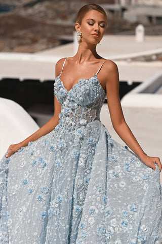 Blue floral gown - PS26027