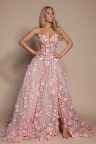 PS26027 Pink Floral Gown