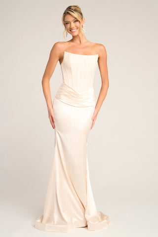 PS26032 Cream Strapless Gown