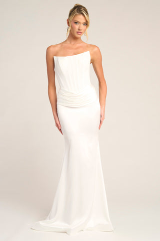 PS26032 White Strapless Gown